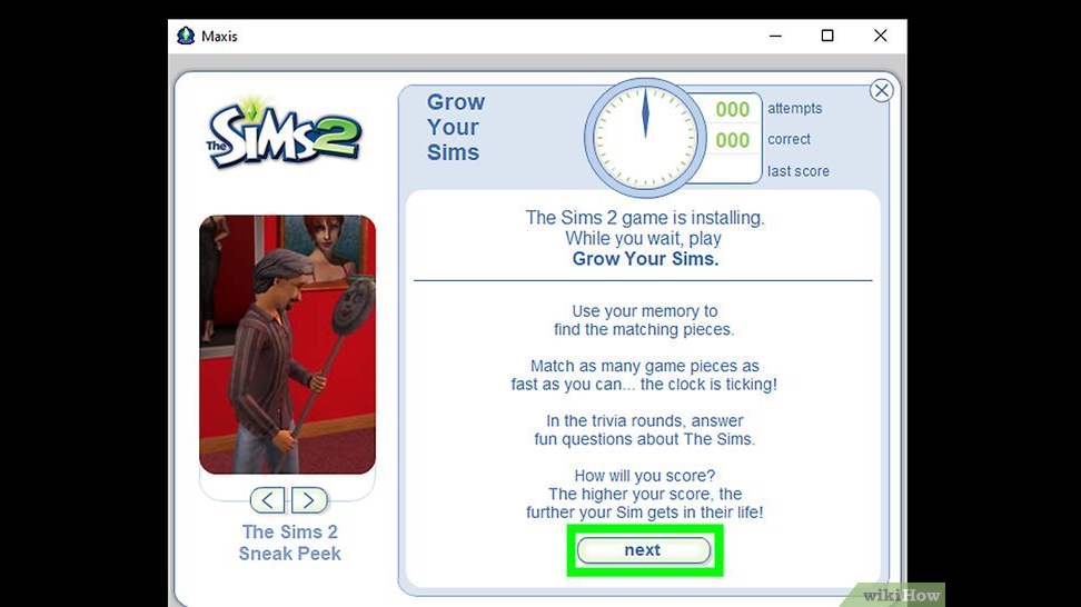 Captura de tela do instalador do The Sims 2.